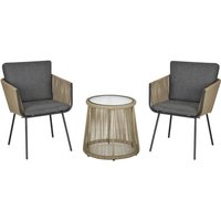Polyrattan Gartenmöbel Set, Outdoor Balkonmöbel für 2 Personen, 3-teilig Gartenmöbel mit 2 Stühle, Tisch Sitzkissen, wetterfest Sitzgruppe für Polyrattan Gartenmöbel Set, Outdoor Balkonmöbel für 2 Personen, 3-teilig Gartenmöbel mit 2 Stühle, Tisch Sitzkissen, wetterfest Sitzgruppe für von Outsunny