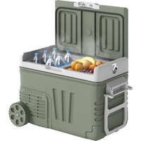 Outsunny 33 Liter Kompressor Kühlbox elektrische Kühlbox mit LED Rolle Kühlfunktion leise Gefrierbox Thermobox Mini Kühlschrank 12/230 Volt für Auto Steckdose LKW Camping Boot Grün   Aosom von Outsunny