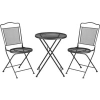 Outsunny - 3tlg. Bistro-Set aus Tisch & 2 Stühlen, Metall, Schwarz, 55,5 x 55,5 x 69,5 cm - Schwarz von Outsunny