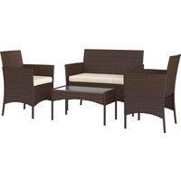 Outsunny 4-teiliges Gartenmöbel-Set aus Rattan, Outdoor-Sofa mit 2 Sitzen, 2 Sessel, Kaffeetisch mit Glasplatte und Waschbaren Kissen, Stahlrahmen, Beige und Braun Aosom Outsunny 4-teiliges Gartenmöbel-Set aus Rattan, Outdoor-Sofa mit 2 Sitzen, 2 Sessel, Kaffeetisch mit Glasplatte und Waschbaren Kissen, Stahlrahmen, Beige und Braun Aosom von Outsunny