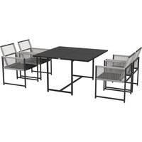 Outsunny 5 tlg Sitzgruppe Gartenmöbel-Set mit 4 Klappstühlen und 1 Tisch, wetterbeständige Gartengarnitur aus Mesh in Hellgrau   Aosom.de von Outsunny