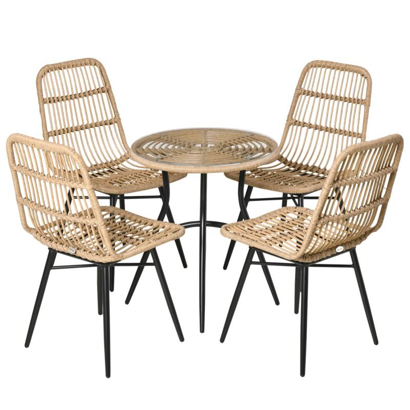 Outsunny 5-tlg. Polyrattan Gartenmöbel Set mit 4 Stühlen von Outsunny