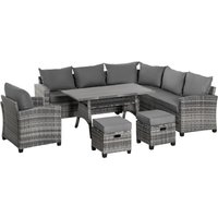 Outsunny 7-tlg. Luxus Polyrattan Gartenmöbel Set Gartengarnitur Garten-Set Sitzgruppe Loungeset Loungemöbel mit Beistelltisch Sitzkissen Grau von Outsunny