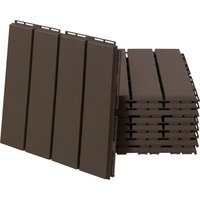 Terrassenfliesen 30 x 30 cm 9 Stück 0,81㎡ Klickfliesen Balkonfliesen mit Klicksystem Drainagefunktion Bodenbelag Fliese für Terrasse Balkon Braun von Outsunny