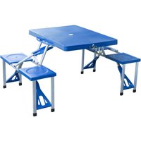 Outsunny Campingtisch Set  Alu Picknicktisch klappbar mit 4 Sitzen, tragbare Sitzgruppe, Blau, 135,5x84,5x66 cm, für Outdoor & Garten  Aosom.de von Outsunny