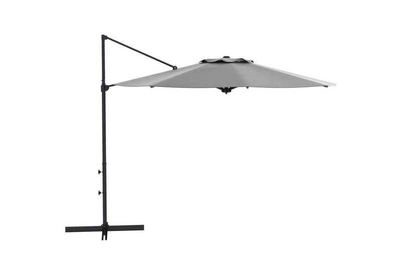 Outsunny Ampelschirm Drehbarer Gartenschirm für Balkon, Terrasse, Metall, LxB: 294x294 cm, Sonnenschirm mit Kurbel, Neigbarer Marktschirm, Dunkelgrau von Outsunny