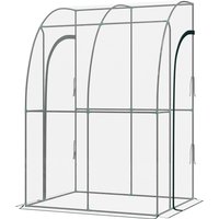 Outsunny Angelehntes Gewächshaus Gewächshaus Wintergewächshaus Maße 1,43L x 1,18B x 2,12H m 2 rollbare Reißverschlusstüren pulverbeschichteter Stahl PVC transparent   Aosom von Outsunny