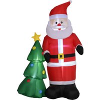 Outsunny Aufblasbarer 210 cm Weihnachtsmann mit Weihnachtsbaum LED  Selbstaufblasende Wasserdichte Weihnachtsdeko Weihnachtsbeleuchtung von Outsunny