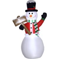 Outsunny Aufblasbarer Schneemann 180 cm mit Schild Aufblasbare Weihnachtsdekoration mit LED Licht Weihnachtsdeko Wasserdichter Weihnachtsfiguren IP44 von Outsunny