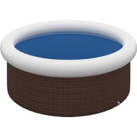 Outsunny Aufstellpool Schwimmbecken Aufblasbarer Swimmingpool für 1-5 Personen, Schwimmbad für Garten und Terrasse, Rattan-Effekt, Ø300 x 76 cm, Braun von Outsunny