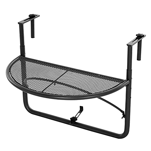 Outsunny Balkonhängetisch Hängetisch Gartentisch höhenverstellbar halbrund Ø30 cm Terrasse Metall Weiß L60 x B45 x H50 cm von Outsunny