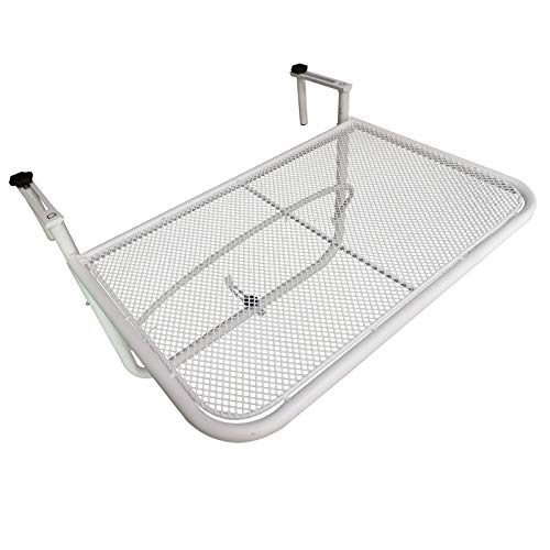 Outsunny Balkonhängetisch Gartentisch höhenverstellbar viereckig Terrasse Metall Weiß L60 x B56,5 x H45 cm von Outsunny