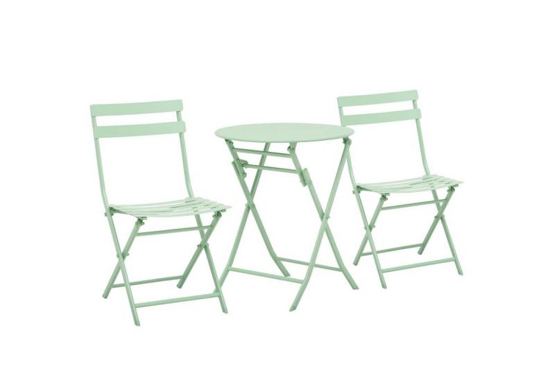 Outsunny Balkonset Gartenset Bistrotisch mit 2 Stühlen für Hof Garten, (Garnitur, 3-tlg., Balkonmöbel Set), Klappbar Grün Ø60L x 71H cm von Outsunny