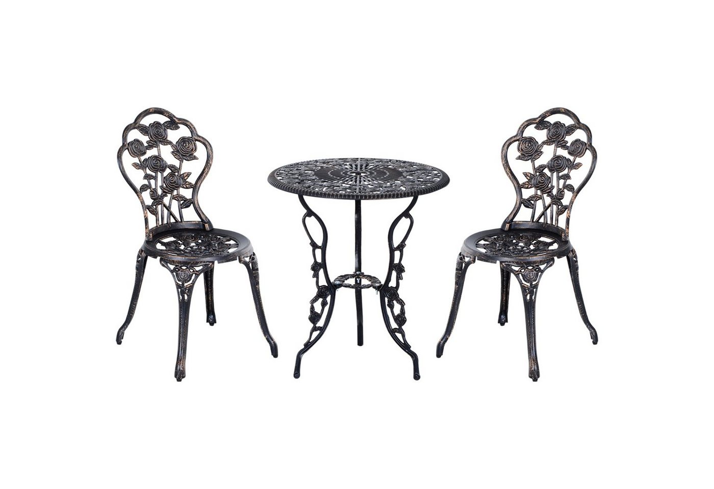 Outsunny Balkonset Sitzgruppe Balkonmöbel Set Garnitur, (Gartenset, 3-tlg., Gartenmöbel), Tisch Stuhl Bronze von Outsunny
