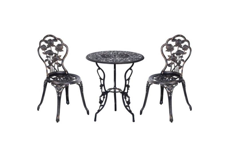 Outsunny Balkonset Sitzgruppe Balkonmöbel Set Garnitur, (Gartenset, 3-tlg., Gartenmöbel), Tisch Stuhl Bronze von Outsunny