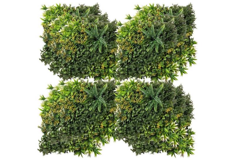 Outsunny Zierzaun Mehrblättriges Design Heckenpflanze für Garten Outdoor Dekor, (Sichtschutz, 12-St., Pflanzenwand), 50cm x 50cm x 7cm, UV-Schutz von Outsunny