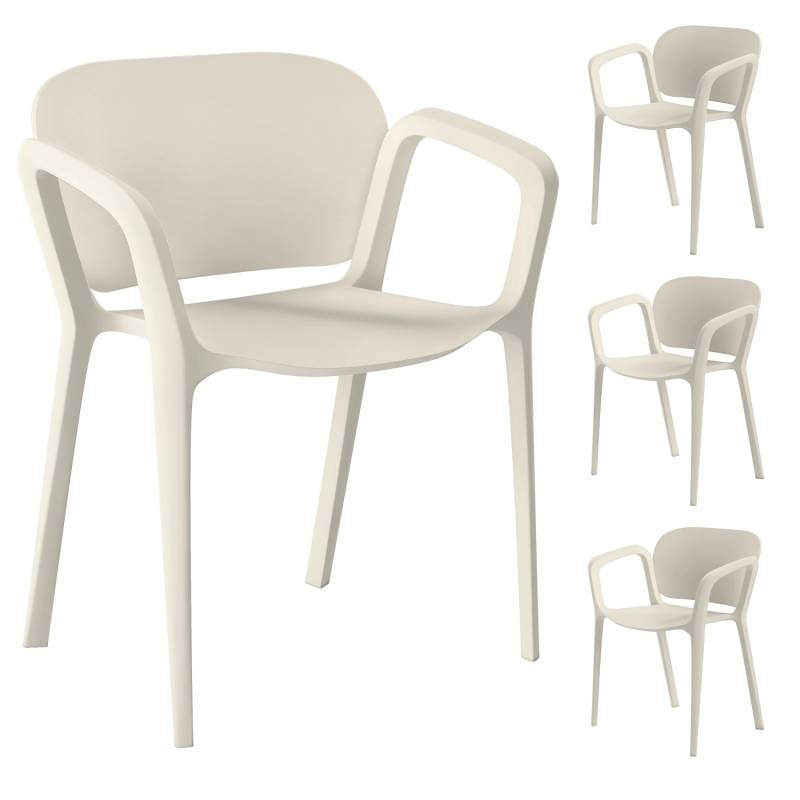 Outsunny Balkonstühle 4er-Set Kunststoff Weiß 60L x 56B x 75H cm von Outsunny