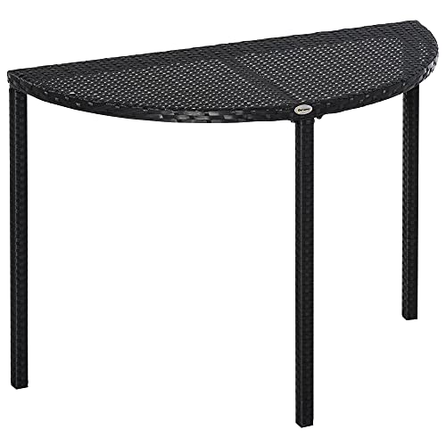 Outsunny Balkontisch Garten Beistelltisch Tisch Gartenmöbel halbrund Polyrattan + Metall Schwarz 100 x 50 x 74 cm Outsunny Balkontisch Garten Beistelltisch Tisch Gartenmöbel halbrund Polyrattan + Metall Schwarz 100 x 50 x 74 cm von Outsunny