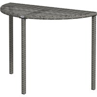 Outsunny Balkontisch Garten Beistelltisch Tisch Gartenmöbel halbrund Polyrattan Metall Grau 100 x 50 x 74 cm von Outsunny