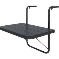 Outsunny Balkontisch zum Einhängen, Balkonhängetisch klappbar, 4-fach höhenverstellbar, Hängetisch bis 25 kg belastbar, Alu, 60 x 40 cm, Schwarz von Outsunny