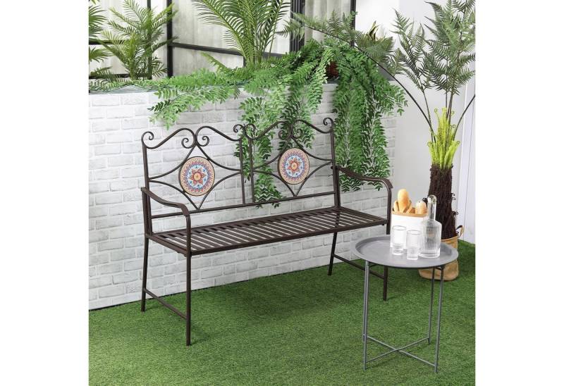 Outsunny Gartenbank 2-Sitzer Parkbank mit Rückenlehne, Armlehne (Sitzbank, 1-St., 2-Sitzer Parkbank), Mosaikdesign, wetterfest Outsunny Gartenbank 2-Sitzer Parkbank mit Rückenlehne, Armlehne (Sitzbank, 1-St., 2-Sitzer Parkbank), Mosaikdesign, wetterfest von Outsunny