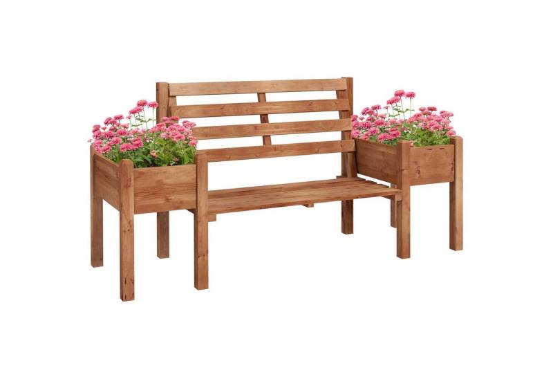 Outsunny Bank Gartenbank, 2-Sitzer Sitzbank mit Blumenkasten (Balkonbank, 1-St., Holzbank), bis 240 kg Belastbar, 184 x 59 x 95 cm, Dunkelbraun von Outsunny