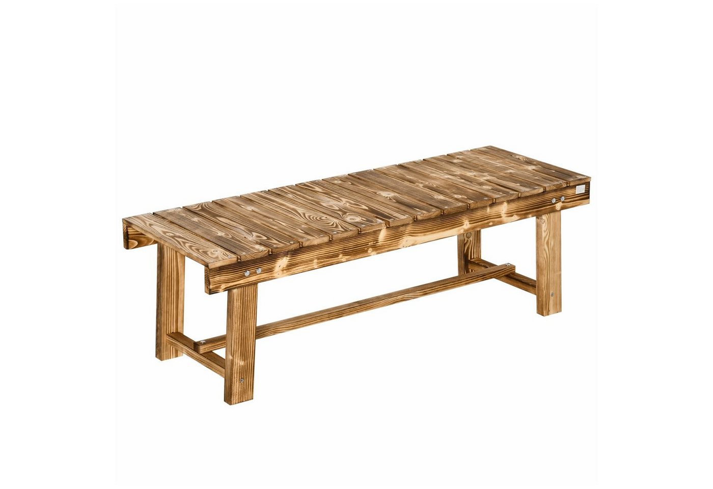 Outsunny Bank Sitzbank, Gartenmöbel, Rustikale Bank, Massivholz (2-Sitzer Holzbank, 1-St., Gartenbank), Dunkelbraun, 110 x 38 x 35 cm von Outsunny