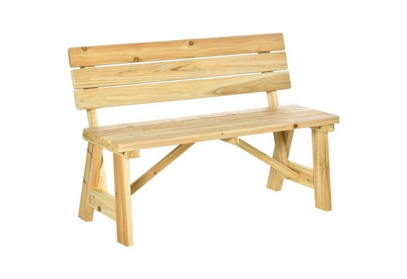 Outsunny Bank aus Holz Sitzbank bis 220 kg Terrassenbank mit Rückenlehnen (Set, 1-St., Parkbank), Gartenmöbel Massivholz 116 x 56 x 80 cm von Outsunny