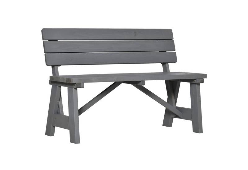 Outsunny Bank mit Rückenlehnen, 220kg belastbar (wetterfest Sitzbank aus Holz, 1-St., 2-Sitzer Gartenbank), für Balkon Terrasse, Garten, 116 x 56 x 80 cm, Grau von Outsunny