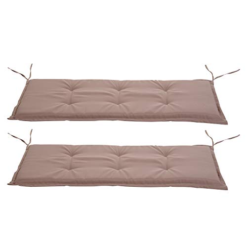 Outsunny Bankauflage, 2er Set, Bankkissen, Sitzkissen für Gartenbank, Polster Polyester Beige 120 x B54 x D5 cm von Outsunny