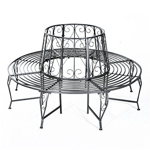 Outsunny Baumbank Rundbank 360° Gartenbank Sitzbank Baum Bank Metall ∅160cm von Outsunny