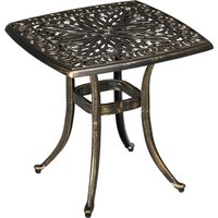 Outsunny Beistelltisch, Terrassentisch mit Schirmloch, Gartentisch mit Aluminiumrahmen, Kaffeetisch für Garten, Balkon, Bronze, 54 x 54 x 52,5 cm von Outsunny