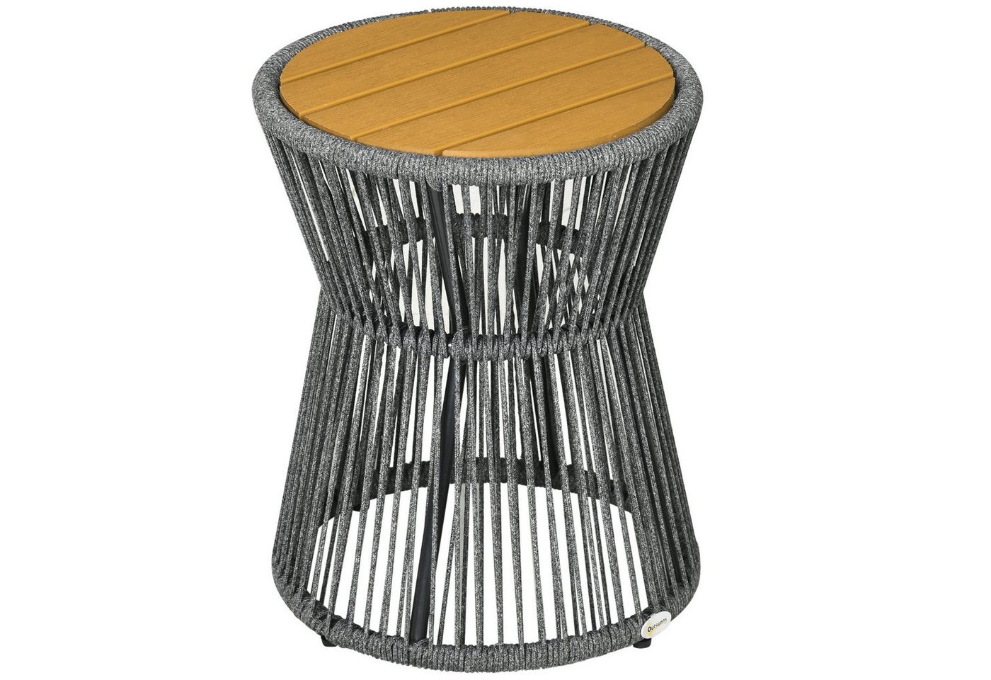 Outsunny Beistelltisch Gartentisch mit verstellbaren Füßen (Kaffeetisch, 1-St., Ratten Beistelltisch), Dunkelgrau+Natur, 39 x 39 x 49 cm von Outsunny
