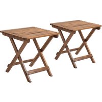 Outsunny Beistelltisch Outdoor 2er-Set  Klappbarer Gartentisch aus Holz, ideal für Garten & Balkon, Teak, 45x45x45cm  Aosom.de von Outsunny
