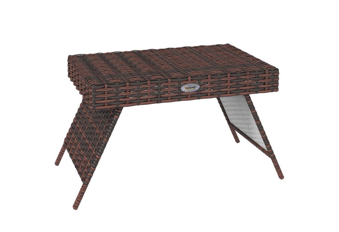 Outsunny Beistelltisch Rattan Gartentisch Klapptisch wetterfester Campingtisch (Couchtisch, 1-St., Kaffeetisch), für Garten, Balkon, Braun, 60 x 41 x 41 cm von Outsunny