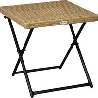 Beistelltisch aus Polyrattan klappbar Kaffeetisch Couchtisch Tablett Balkontisch Gartentisch Sofatisch Teetisch Gartenmöbel Rattantisch für Garten von Outsunny