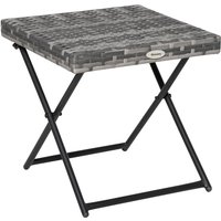 Outsunny - Beistelltisch aus Polyrattan klappbar Kaffeetisch Couchtisch Tablett Balkontisch Gartentisch Sofatisch Teetisch Gartenmöbel Rattantisch von Outsunny