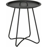 Gartentisch Beistelltisch für Garten Couchtisch Kaffeetisch mit Tragegriff Wohnzimmer Metall Schwarz Ø46 x 56H cm - Schwarz - Outsunny von Outsunny