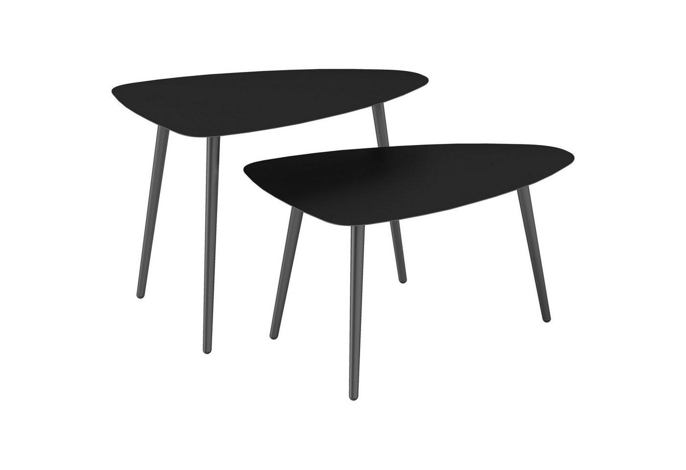 Outsunny Beistelltisch im Geometrischem Design (wetterfest Balkontisch, 2-St., 2er Set Couchtisch), aus Stahl, für Garten, Terrasse, Balkon, Schwarz von Outsunny
