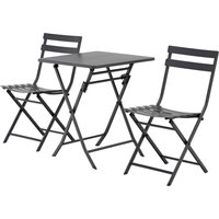 Outsunny Bistro-Gartenmöbel-Set mit klappbarem Tisch 60L x 60B x 71H cm und 2 Stühlen - Grauer pulverbeschichteter Stahl   Aosom von Outsunny