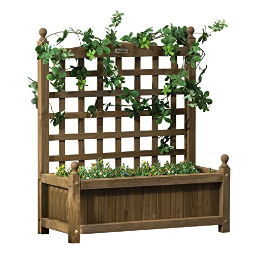 Outsunny Blumenkasten mit Rankgitter - Blumenkasten - Standblumenkasten - 64 x 28 x 75 cm inkl. Bewässerungseinsätze behandeltes Tannenholz Outsunny Blumenkasten mit Rankgitter - Blumenkasten - Standblumenkasten - 64 x 28 x 75 cm inkl. Bewässerungseinsätze behandeltes Tannenholz von Outsunny