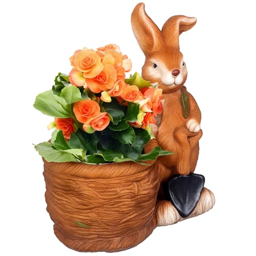 Outsunny Blumentopf, Pflanztopf, mit Hase mit Weidenkorb Design, Kräutertopf mit Entwässerungsbohrung, Übertopf für Garten, Wohnzimmer, MgO Outsunny Blumentopf, Pflanztopf, mit Hase mit Weidenkorb Design, Kräutertopf mit Entwässerungsbohrung, Übertopf für Garten, Wohnzimmer, MgO von Outsunny