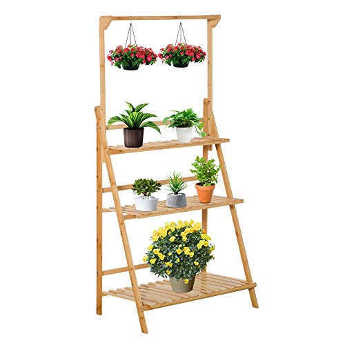 Outsunny Blumentreppe aus Holz Pflanzenständer Leiterregal einstellbare Hängehöhe Blumenständer hängende Bamboo Natur innen draußen 70 x 40 x 143 cm Outsunny Blumentreppe aus Holz Pflanzenständer Leiterregal einstellbare Hängehöhe Blumenständer hängende Bamboo Natur innen draußen 70 x 40 x 143 cm von Outsunny