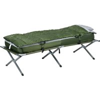 Outsunny Campingbett Einzelbett Feldbett mit Kopfkissen klappbare Reisebett mit stabilem Stahlrahmen bis 120 kg Belastbar Oxford Grün von Outsunny