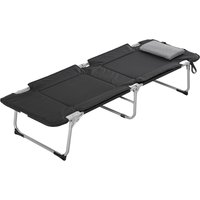 Outsunny Klappbares Campingbett  Feldbett mit Kissen, Leicht & Tragbar, für Outdoor & Camping, Schwarz+Silber, 183x66x33cm  Aosom.de von Outsunny