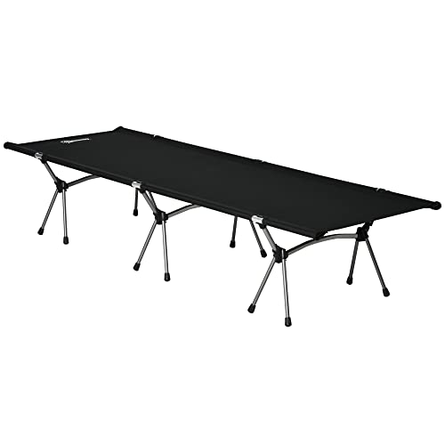 Outsunny Campingbett Klappbar Aluminium Feldbett Klappbett mit Tragetasche höhenverstellbar bis 150 kg belastbar Oxford Schwarz 190 x 65 x 38 cm von Outsunny