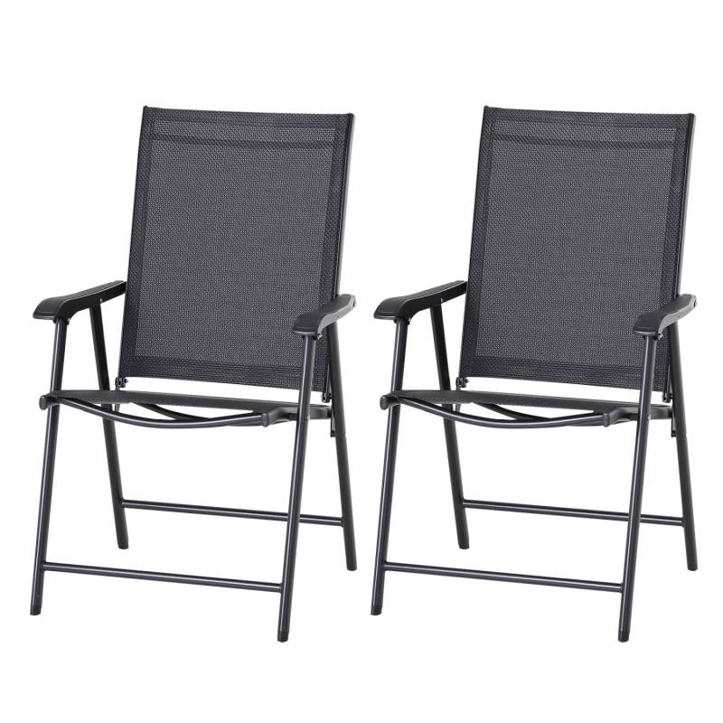 Outsunny Campingstühle 2er-Set Texteline Schwarz 58B x 64T x 94H cm von Outsunny