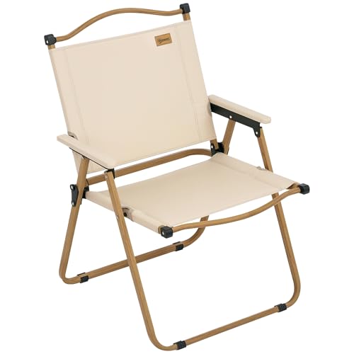 Outsunny Campingstuhl Klappbarer Angelstuhl mit Armlehnen - Oxford-Gewebe und Stahlgestell - 54 x 59 x 78 cm - Khaki von Outsunny