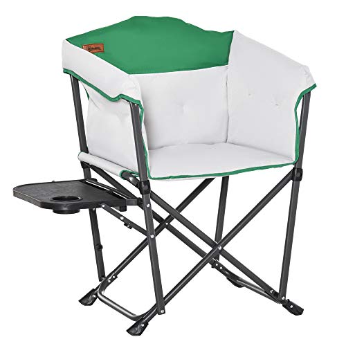 Outsunny Campingstuhl Klappstuhl Regiestuhl Tisch mit Getränkehalter Tragbar Oxford-Gewebe 83 x 64 x 90 cm Weiß+Grün von Outsunny