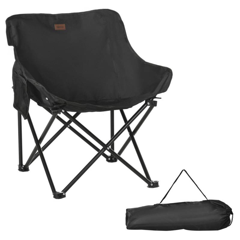 Outsunny Campingstuhl Oxfordstoff Stahl Schwarz 61L x 54B x 66H cm von Outsunny
